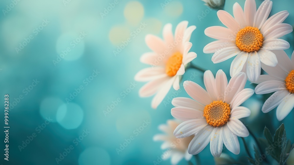 Vibrant Daisies Against a Soft Blue Background Vibrant Daisies Against a Soft Blue Background