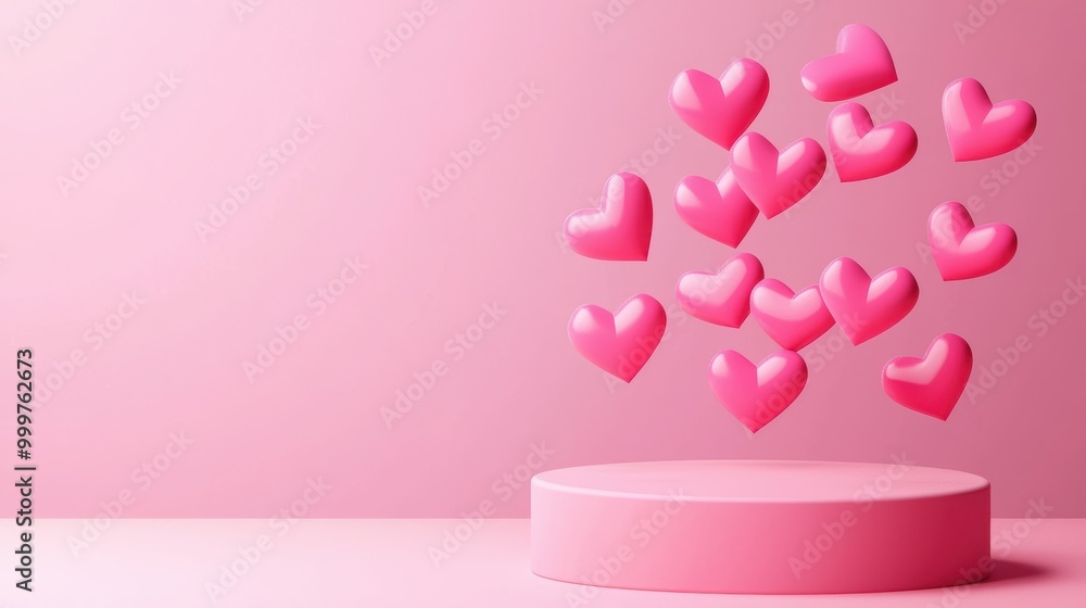 Floating Pink Hearts Above a Platform Floating Pink Hearts Above a Platform
