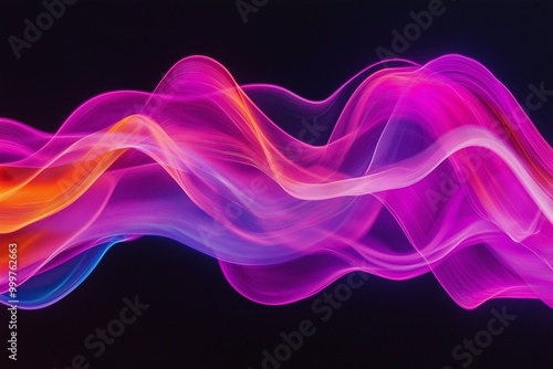 A vibrant abstract design featuring flowing neon waves in pink, purple, and orange hues, evoking energy, fluidity, and futuristic digital art.