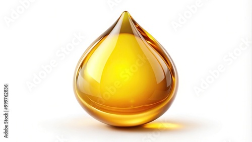 golden yellow bubble serum oil or cooking oil drop isolated on a white background