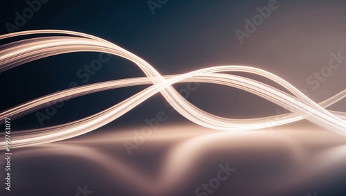 Abstract light wave design illustrates dynamic motion with smooth curves and bright illumination, perfect for technology and artistic concepts