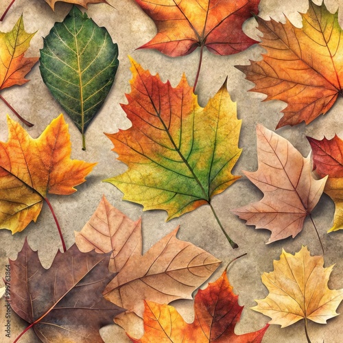 Wallpaper Mural A vibrant collection of autumn leaves displayed on a textured surface, showcasing rich colors of fall in a natural setting Torontodigital.ca