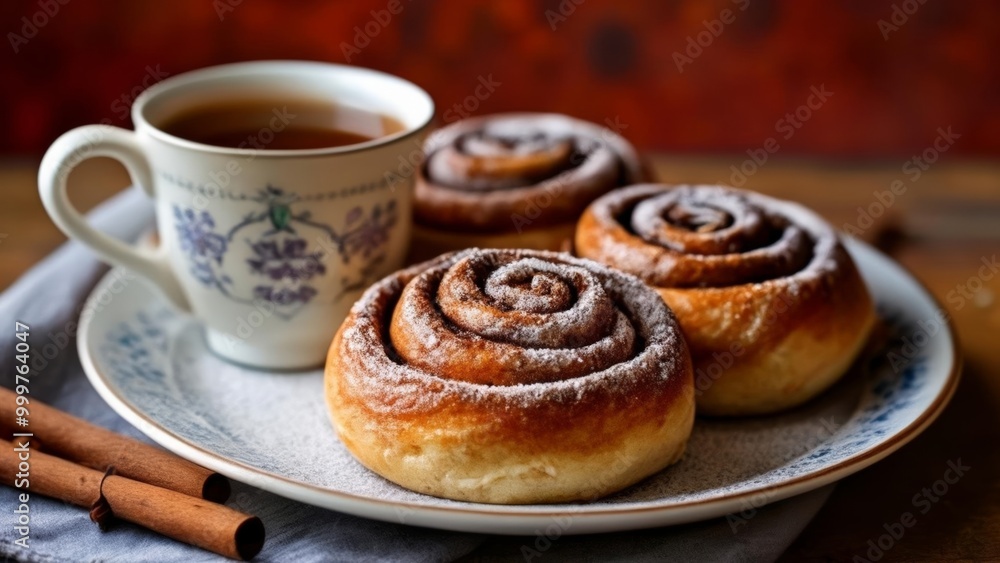 Warm up with a cozy cinnamon roll and a cup of tea Warm up with a cozy cinnamon roll and a cup of tea