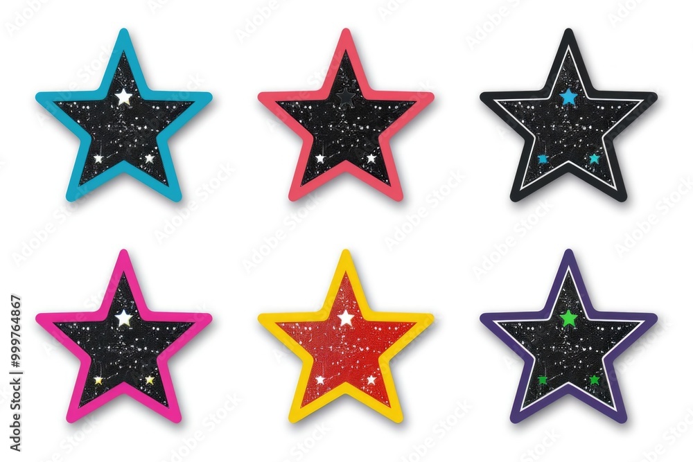 Obraz premium Set of colorful stars on a plain white background, suitable for educational or design purposes