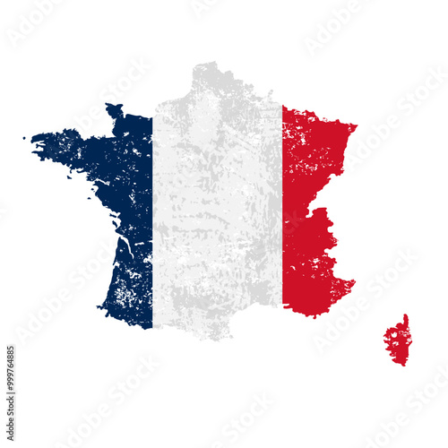 France flag with map- vector illustrtion