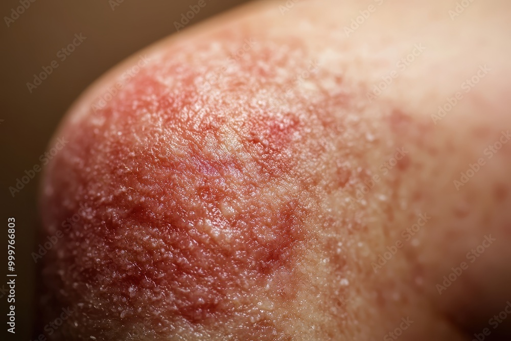 Fototapeta premium Close-up of skin showing irritation or rash on an elbow.