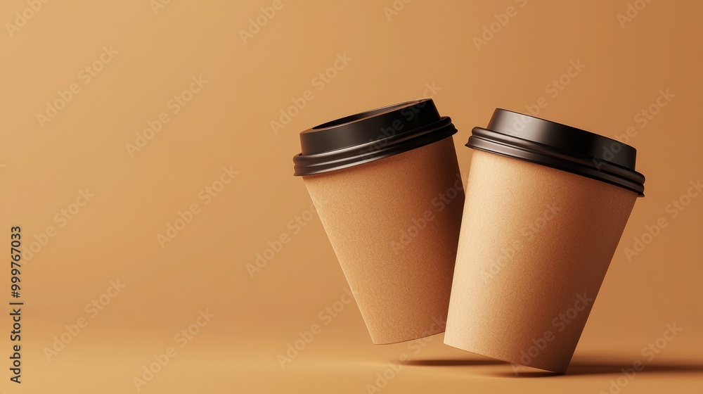 Mockup of Two Coffee Cups on Simple Background Mockup of Two Coffee Cups on Simple Background