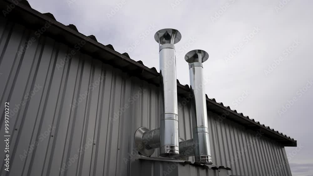 New chrome plated exhaust pipes or heating system outside the building or boiler rooms. Renovation or construction of a new building. Installation of a heating system or air ventilation system. New chrome plated exhaust pipes or heating system outside the building or boiler rooms. Renovation or construction of a new building. Installation of a heating system or air ventilation system.