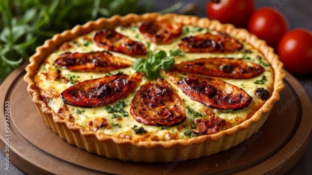 Deliciously baked mouthwatering pizza pie Deliciously baked mouthwatering pizza pie