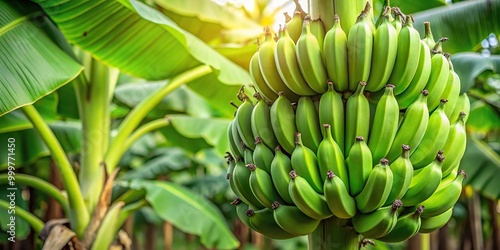 Green bananas on tree