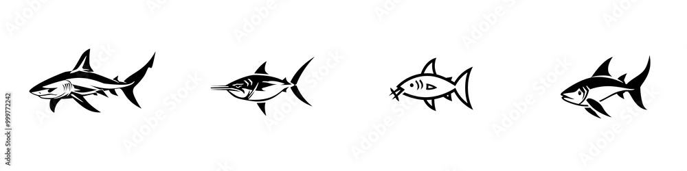 Fototapeta premium Colorful tropical fish swimming, isolated on white background.