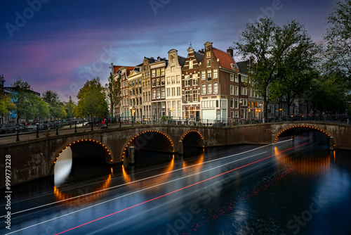 Sunset from the Abel Weetnietbrug Bridge in Amsterdam photo