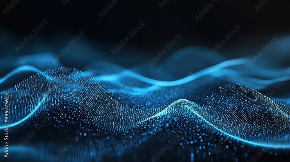 Abstract Blue Wave Patterns in Digital Space Abstract Blue Wave Patterns in Digital Space