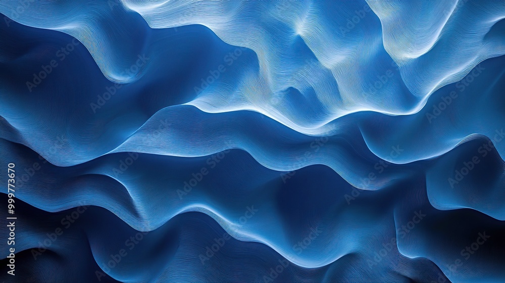 Abstract Blue Waves with Smooth Textures and Light Abstract Blue Waves with Smooth Textures and Light