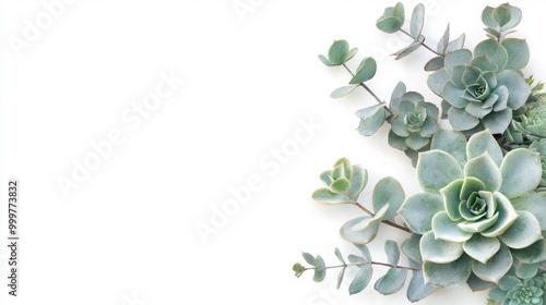 Watercolor Succulent Bouquet, Hand-painted arrangement of green, violet, and pink cacti with eucalyptus leaves, ideal for botanical design and print projects on a white backdrop