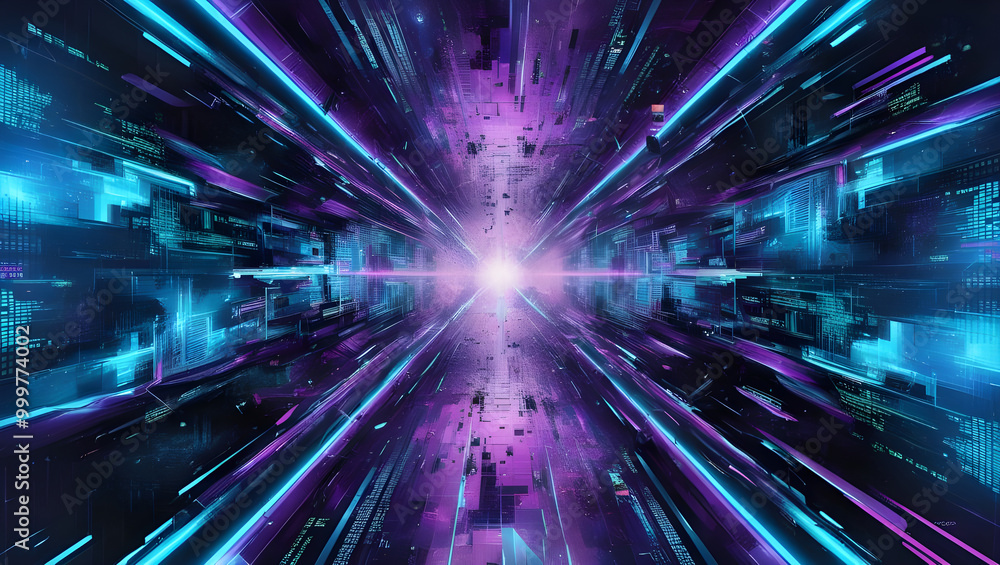 Information flow in Cyberpunk Style World Abstract Background Ai Generative Information flow in Cyberpunk Style World Abstract Background Ai Generative