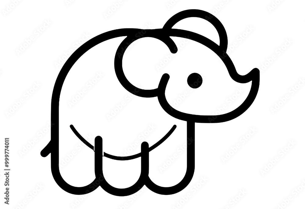 Fototapeta premium Cute and playful cartoon elephant illustration on a white isolated background.