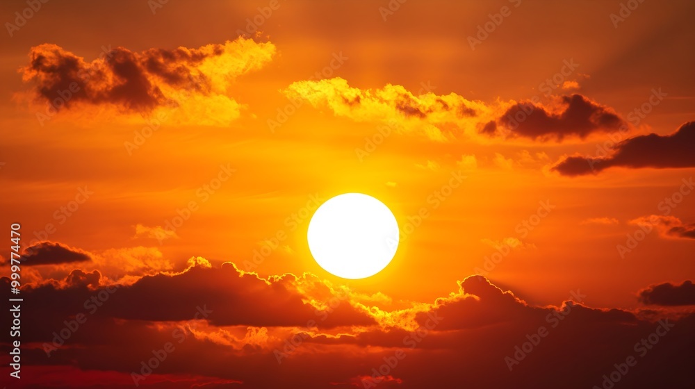 Majestic Sunset Sky with Dramatic Clouds and Warm Glow Majestic Sunset Sky with Dramatic Clouds and Warm Glow