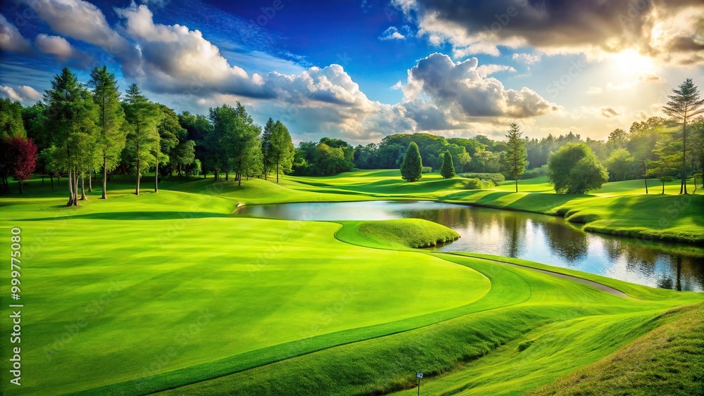 Naklejka premium Green grass of a golf green background