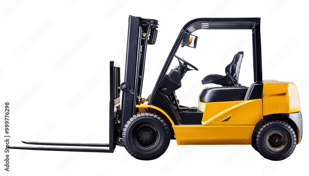 Forklift isolated on white background, clipping path, full depth of field Forklift isolated on white background, clipping path, full depth of field