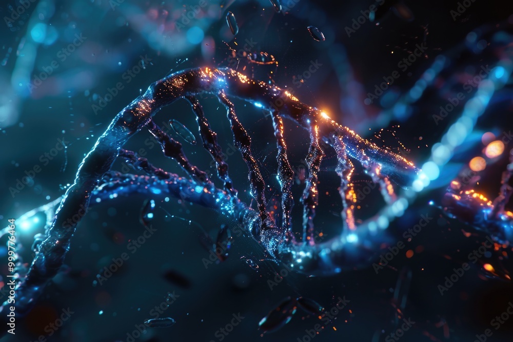 A magnified view of a single DNA strand A magnified view of a single DNA strand
