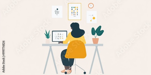 A woman in a yellow sweater...
