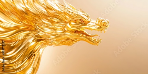 A striking golden dragon he...