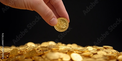 A hand reaches for a golden...