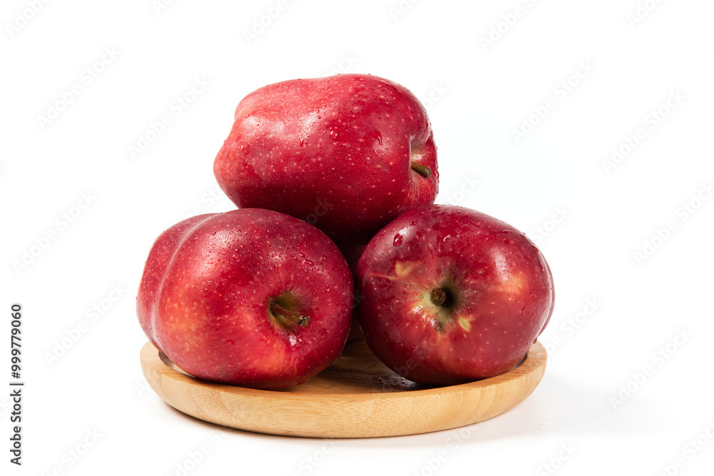 Fresh red delicious apples isolated on white background. 