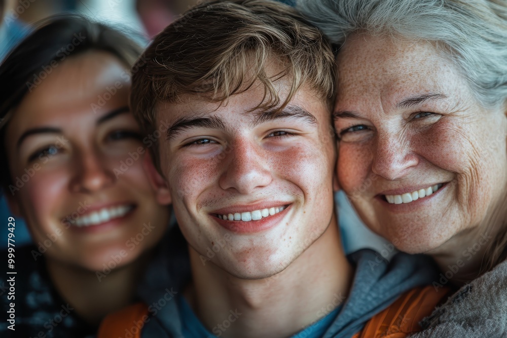 Smiling Family Portrait with Three Generations Smiling Family Portrait with Three Generations