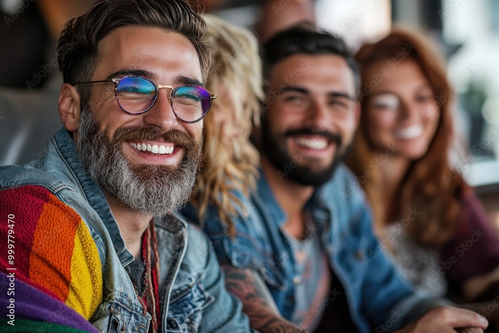 Joyful Friends Smiling Together in a Casual Setting Joyful Friends Smiling Together in a Casual Setting