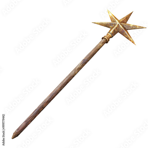 Magical Wand with Star Tip for Halloween Themes on Transparent Background