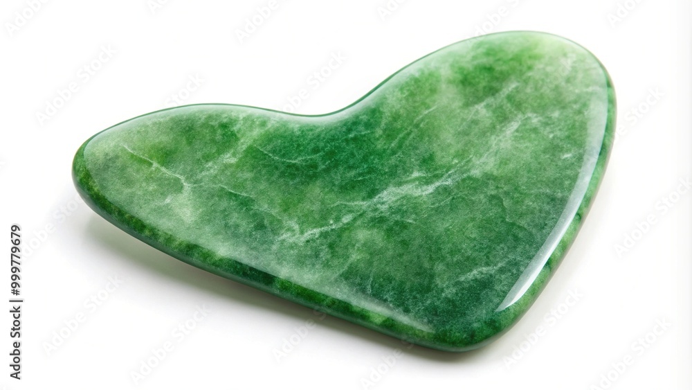 Naklejka premium Green quartz gua sha tool for facial massage on white background