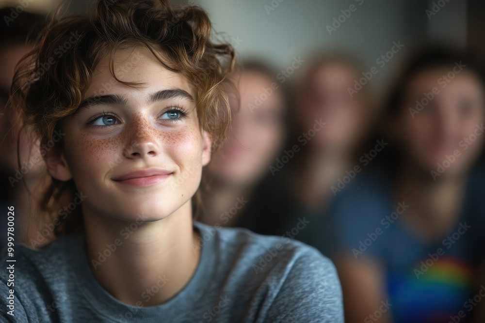 Thoughtful Young Girl in a Classroom Setting Thoughtful Young Girl in a Classroom Setting