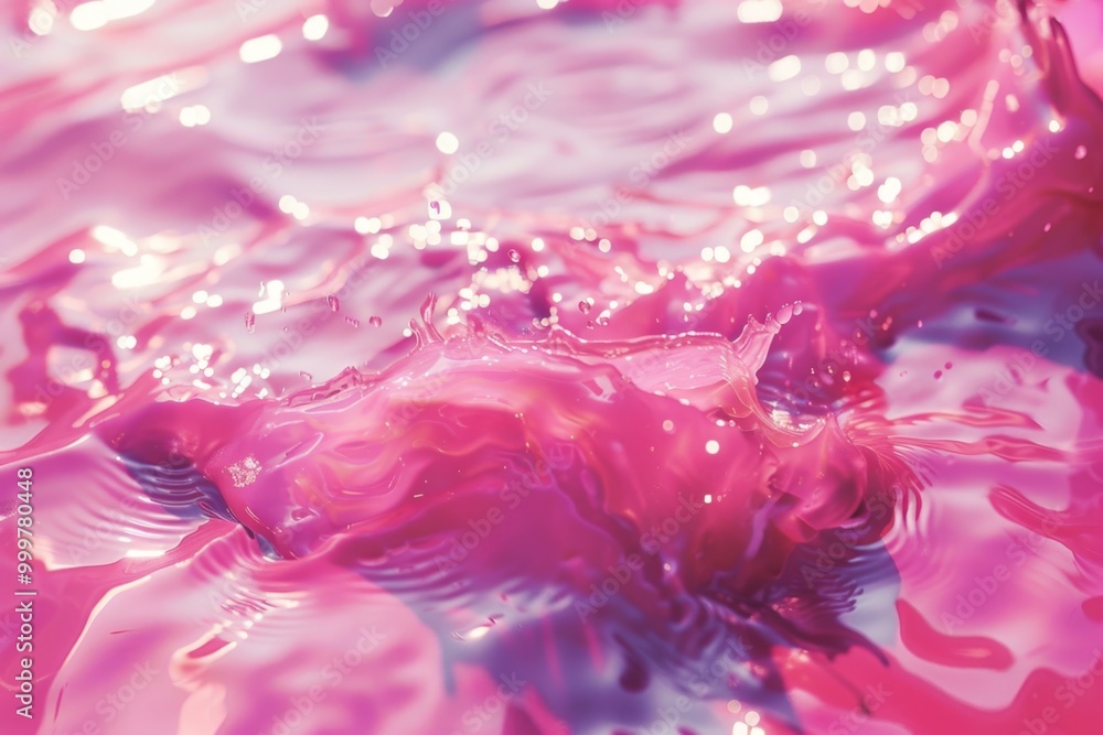 A close-up shot of a pink substance suspended in water, possibly biological or chemical in nature A close-up shot of a pink substance suspended in water, possibly biological or chemical in nature