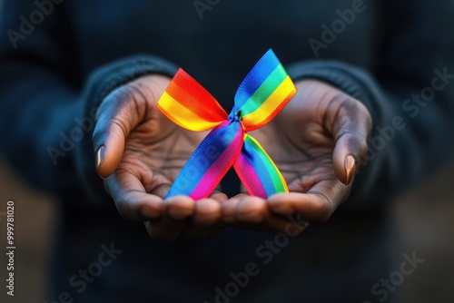 Wallpaper Mural Colorful Ribbon in Hands Symbolizing Unity and Pride Torontodigital.ca