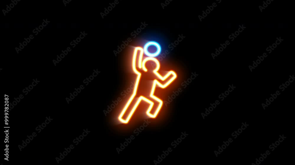 The blinking neon light of handball icon in the black background. The blinking neon light of handball icon in the black background.