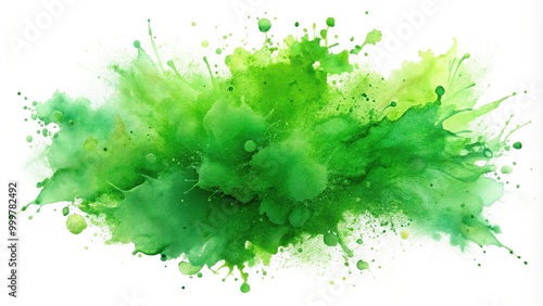 Green watercolor splashes on white background