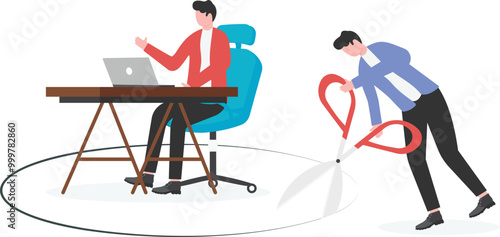 Layoffs, unemployment and layoffs concept, working businessman sitting on clipped sticker sticker,

