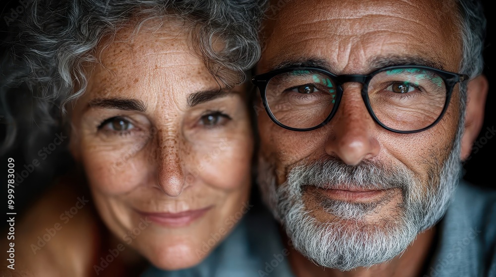 An elderly couple with gentle, knowing smiles embrace with affection, illustrating timeless love and companionship in their graceful silver-haired years. An elderly couple with gentle, knowing smiles embrace with affection, illustrating timeless love and companionship in their graceful silver-haired years.