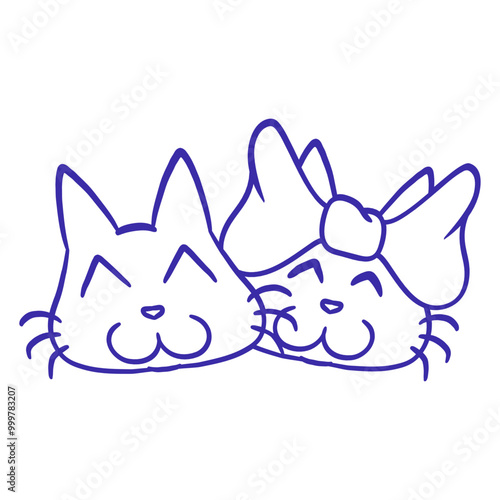 2 Cats Love Couple Heart Team Two Fun Friends Crew Adorable Cat Happy Sweet Little Face Kitten Pets Funny Cartoon Cute Lovers Comic Fun Love Kittens Adorable Feline Playful Kitties Fur Baby Paw Owners