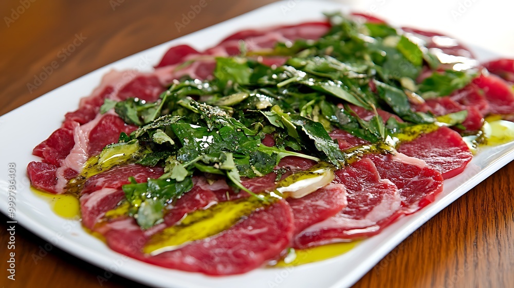 Beef Carpaccio Salad with Olive Oil and Herbs Beef Carpaccio Salad with Olive Oil and Herbs