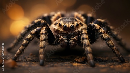 A Close-Up View of a Brown Spider Perched on a Textured Surface in Natural Lighting