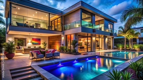 Explore this stunning Tampa residence, showcasing modern interior design infused with contemporary styles, offering an