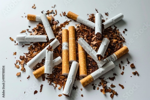 A pile of cigarettes sitting on a table photo