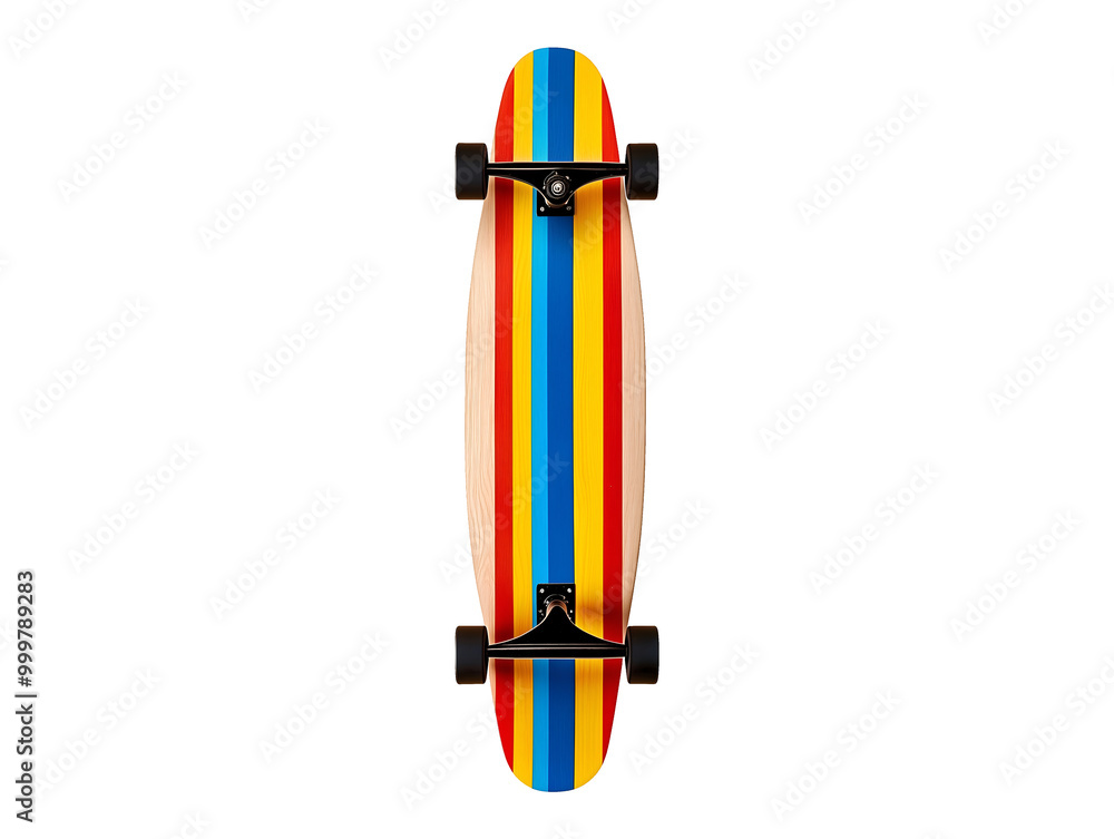 Vibrant striped skateboard isolated on transparent or white background Vibrant striped skateboard isolated on transparent or white background