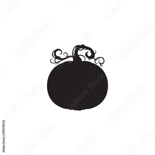 pumpkin silhouette vector design isolated on white background, Autumn pumpkin icon 