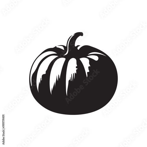 pumpkin silhouette vector design isolated on white background, Autumn pumpkin icon 