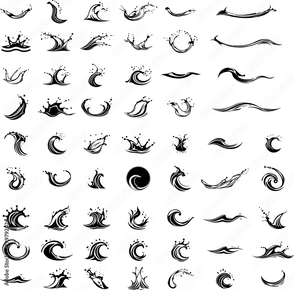 Fototapeta premium Set of water splash logo icon