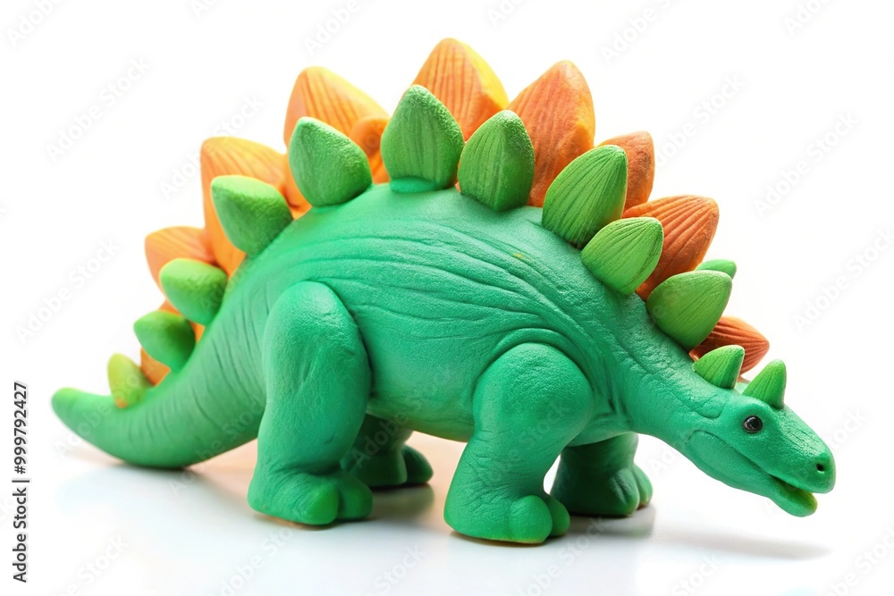 Handmade clay plasticine stegosaurus on white background Handmade clay plasticine stegosaurus on white background